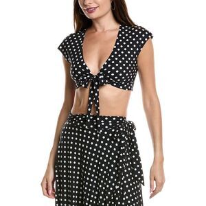 Commando® Womens  Classic Wrap Cover-Up Crop Top, Black